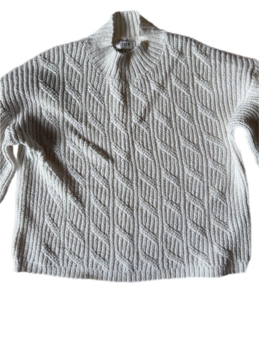 J Crew Women's Cream Cable Knit Sweater Medium - Picture 7 of 12